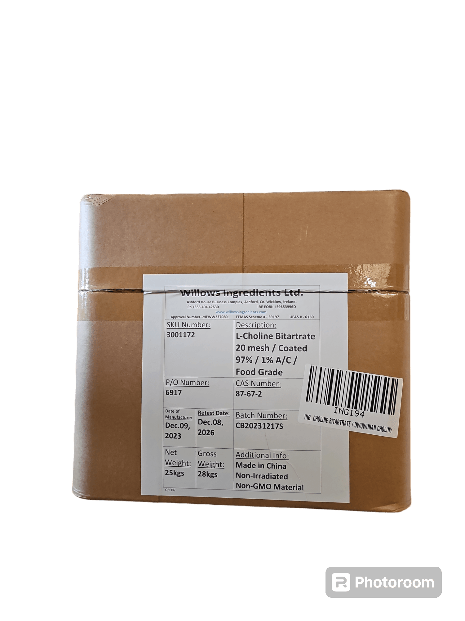 Choline 25 kg - BeBulk Nutrition